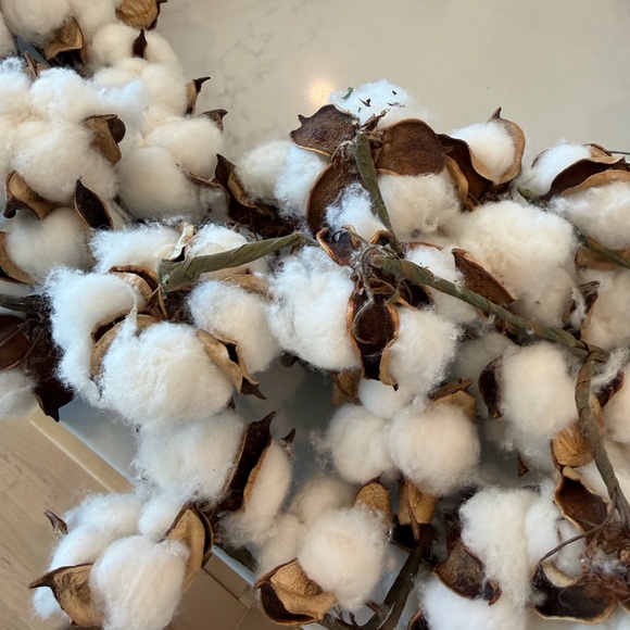 Hobby Lobby Cotton Blossom Wreath - White & Brown 20” - Picture 2 of 2